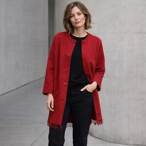 Proportion Petite Wool Theatre Coat with Fringe & Statement buttons size S/XS P